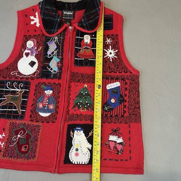Vintage Designer Originals Fa La La Studio Christmas Sweater Vest Medium - Picture 7 of 8
